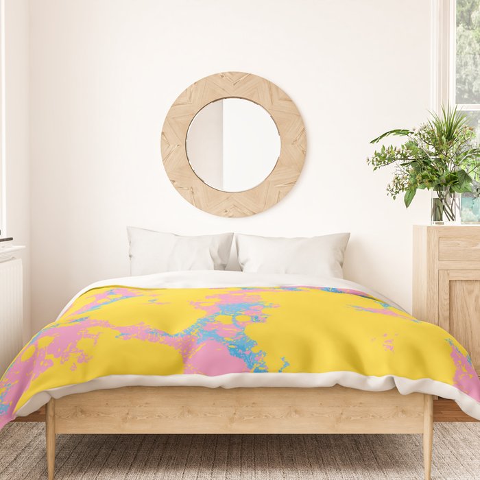 Colorful 80s Paint Spatter Fun Retro Contemporary Abstract in Pink Yellow Blue Duvet Cover Gallery Image 3
