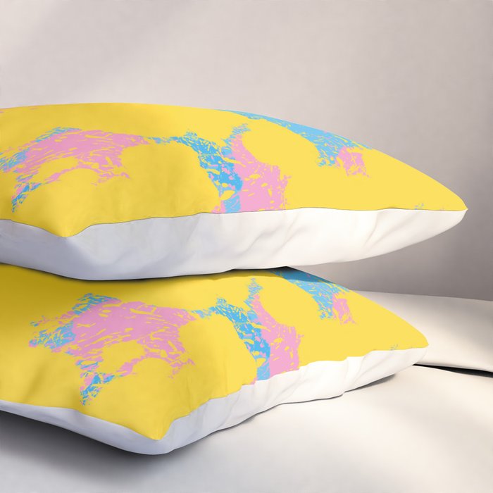 Colorful 80s Paint Spatter Fun Retro Contemporary Abstract in Pink Yellow Blue Pillow Sham Gallery Image 3