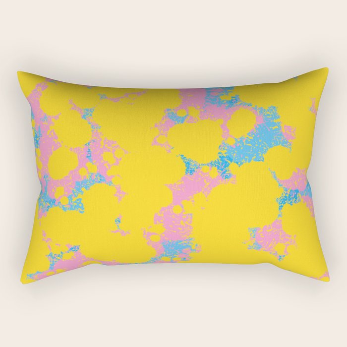 Colorful 80s Paint Spatter Fun Retro Contemporary Abstract in Pink Yellow Blue Rectangular Pillow Gallery Image 2