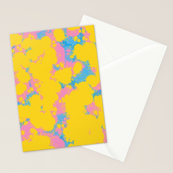 Colorful 80s Paint Spatter Fun Retro Contemporary Abstract in Pink Yellow Blue Stationery Card Gallery Image 2