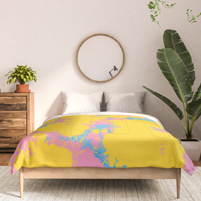 Colorful 80s Paint Spatter Fun Retro Contemporary Abstract in Pink Yellow Blue Comforter Gallery Image 3