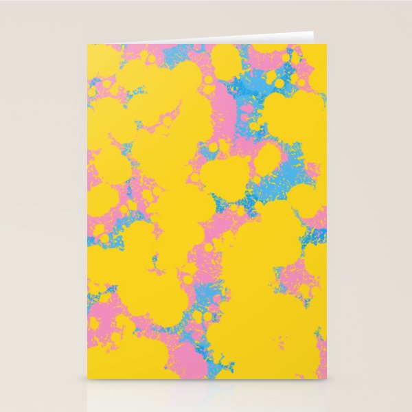 Colorful 80s Paint Spatter Fun Retro Contemporary Abstract in Pink Yellow Blue Stationery Card Gallery Image 2