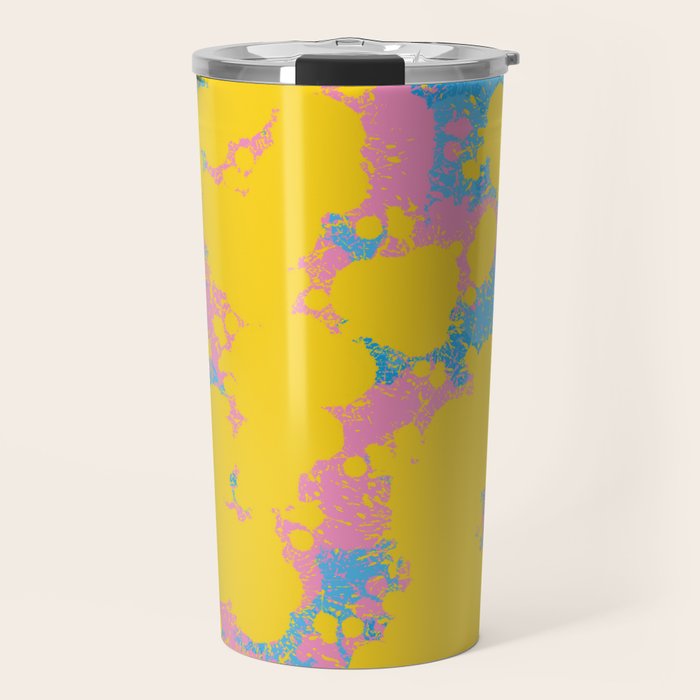 Colorful 80s Paint Spatter Fun Retro Contemporary Abstract in Pink Yellow Blue Travel Mug Gallery Image 1