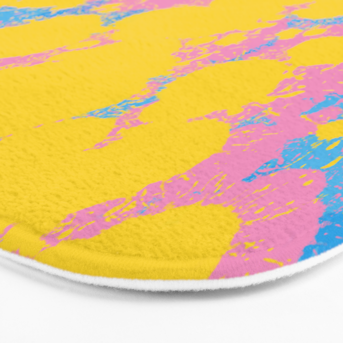 Colorful 80s Paint Spatter Fun Retro Contemporary Abstract in Pink Yellow Blue Bath Mat Gallery Image 3