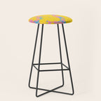Colorful 80s Paint Spatter Fun Retro Contemporary Abstract in Pink Yellow Blue Stool Gallery Image 1