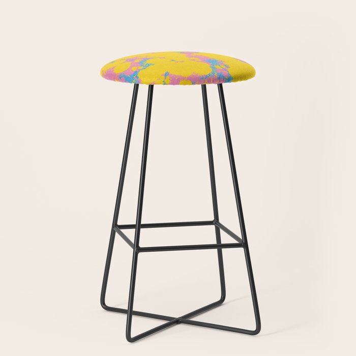 Colorful 80s Paint Spatter Fun Retro Contemporary Abstract in Pink Yellow Blue Stool Gallery Image 1