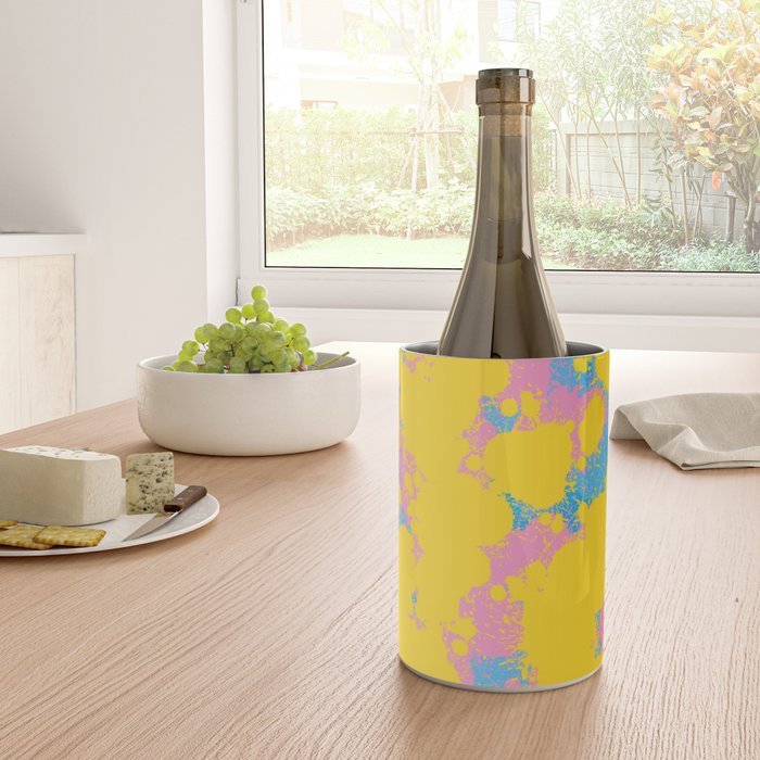 Colorful 80s Paint Spatter Fun Retro Contemporary Abstract in Pink Yellow Blue Wine Chiller Gallery Image 4