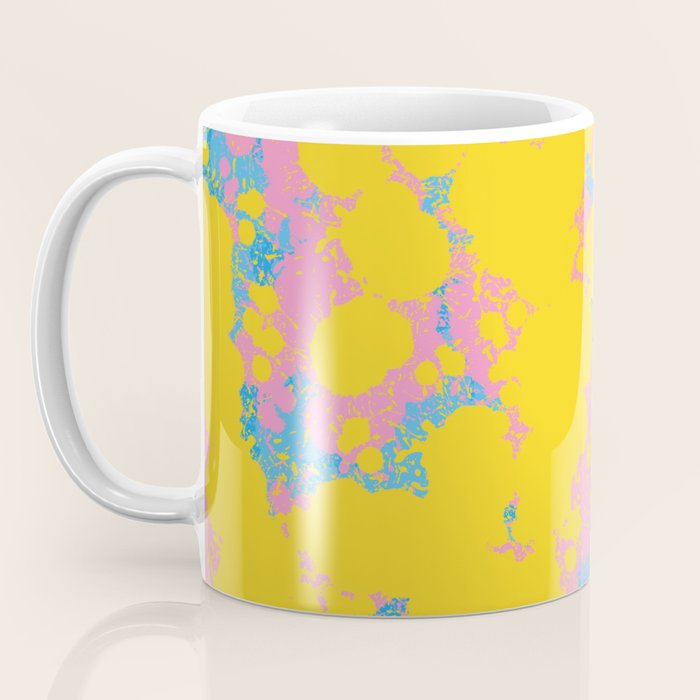Colorful 80s Paint Spatter Fun Retro Contemporary Abstract in Pink Yellow Blue Coffee Mug Gallery Image 3
