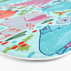 Winter Forest Woodland Animals in Arctic Blue Bath Mat Gallery Image 3