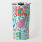 Winter Forest Woodland Animals in Arctic Blue Travel Mug Gallery Image 1