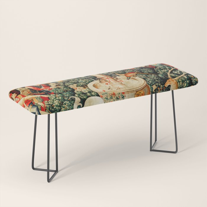 Hunt Of The Unicorn Medieval Tapestry Bench Gallery Image 1