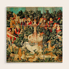 Hunt Of The Unicorn Medieval Tapestry Wood Wall Art Gallery Image 1