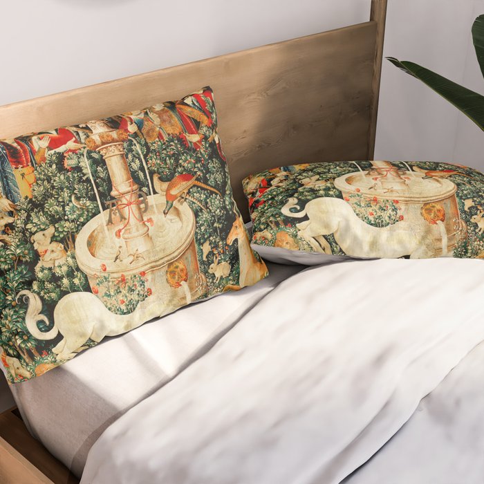 Hunt Of The Unicorn Medieval Tapestry Pillow Sham Gallery Image 2