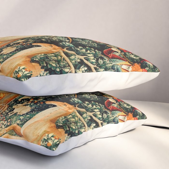 Hunt Of The Unicorn Medieval Tapestry Pillow Sham Gallery Image 3