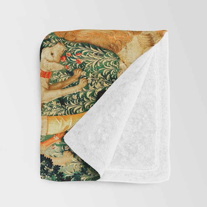 Hunt Of The Unicorn Medieval Tapestry Throw Blanket Gallery Image 3