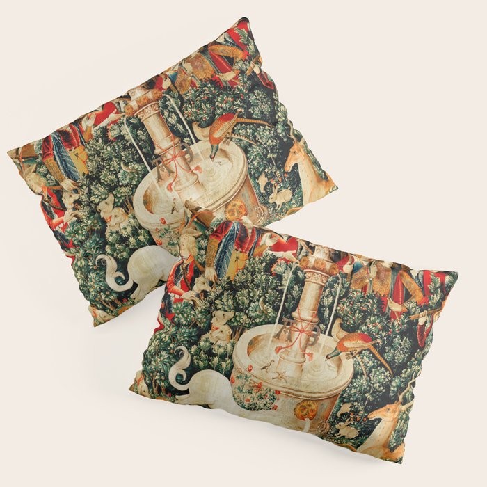 Hunt Of The Unicorn Medieval Tapestry Pillow Sham Gallery Image 1