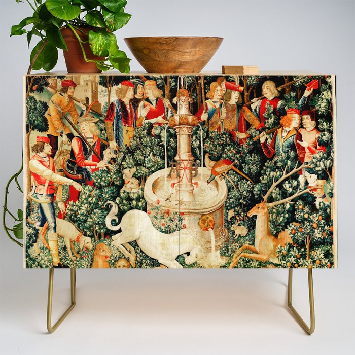 Hunt Of The Unicorn Medieval Tapestry Credenza Gallery Image 1
