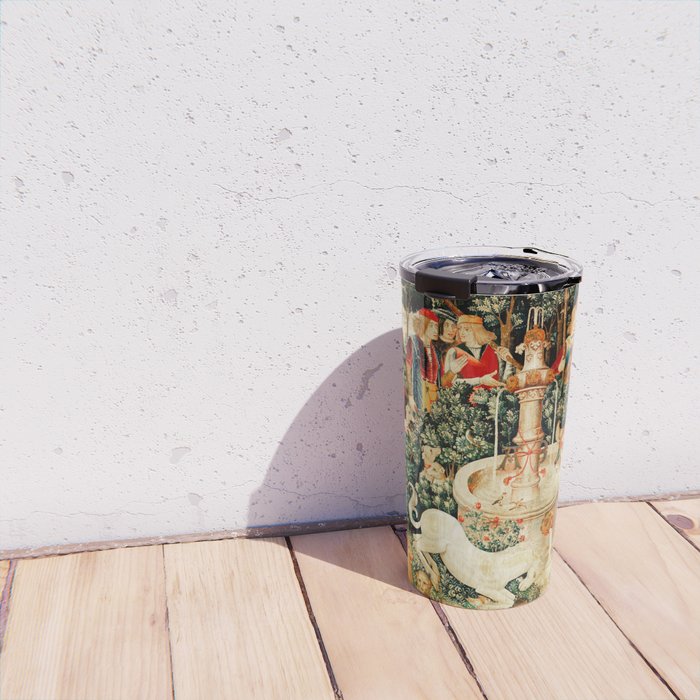 Hunt Of The Unicorn Medieval Tapestry Travel Mug Gallery Image 4