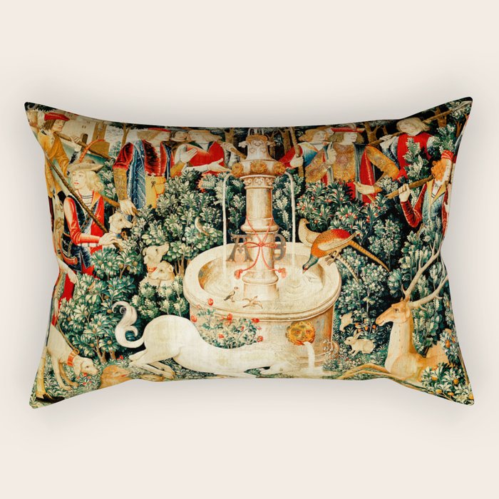 Hunt Of The Unicorn Medieval Tapestry Rectangular Pillow Gallery Image 1