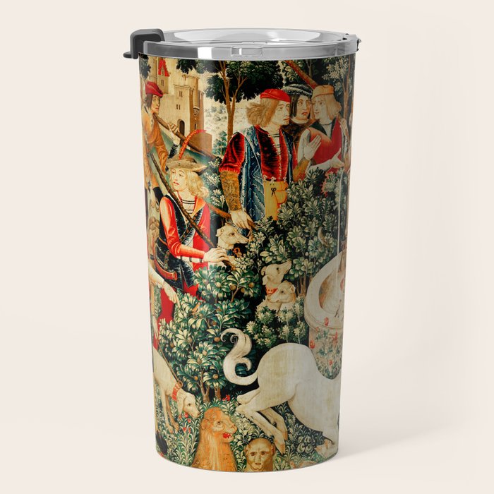 Hunt Of The Unicorn Medieval Tapestry Travel Mug Gallery Image 3