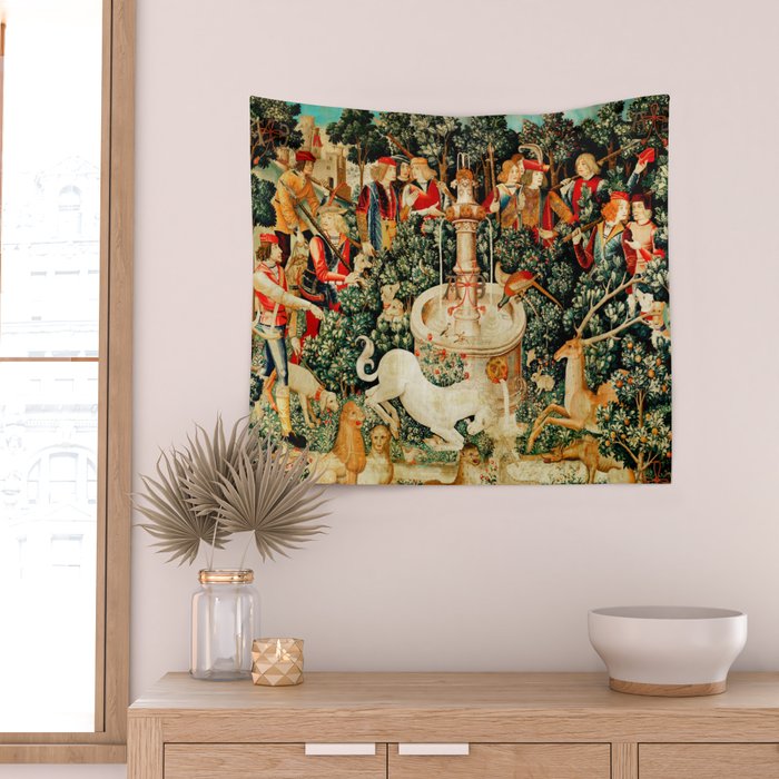 Hunt Of The Unicorn Medieval Tapestry Wall Tapestry Gallery Image 2