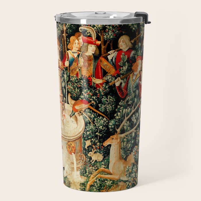 Hunt Of The Unicorn Medieval Tapestry Travel Mug Gallery Image 2