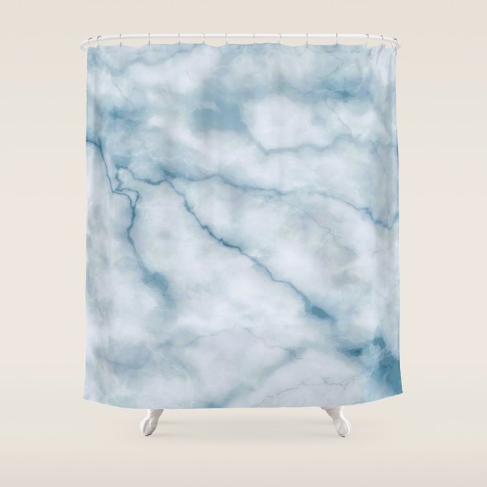 Light blue marble texture Shower Curtain Gallery Image 1