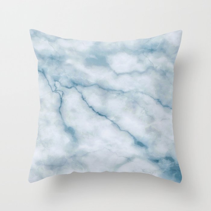 Light blue marble texture Throw Pillow Gallery Image 6