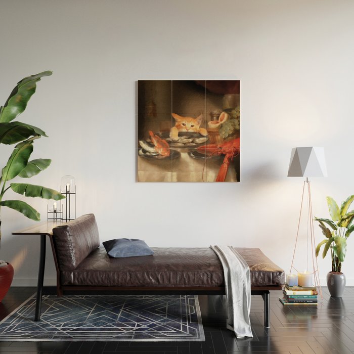 CAT DINNER Wood Wall Art Gallery Image 2