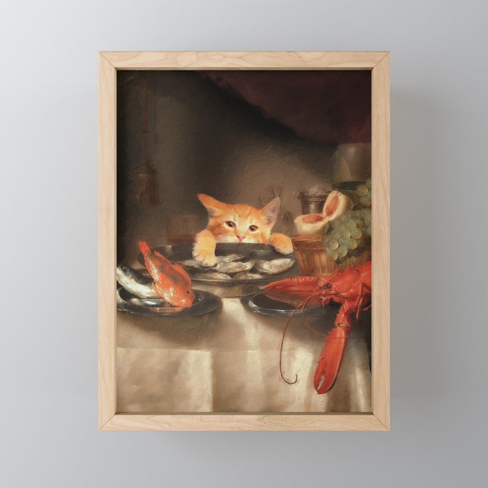 CAT DINNER Mini Art Print Gallery Image 1