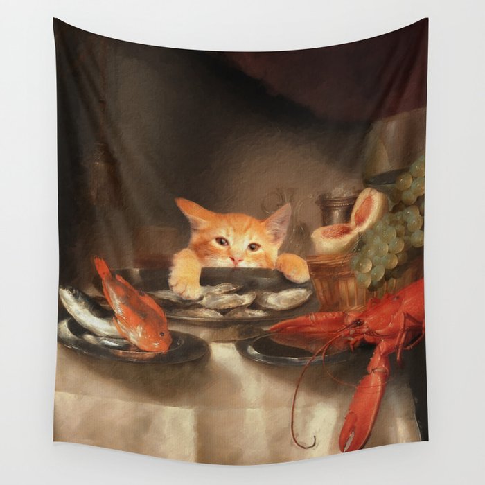 CAT DINNER Wall Tapestry Gallery Image 1