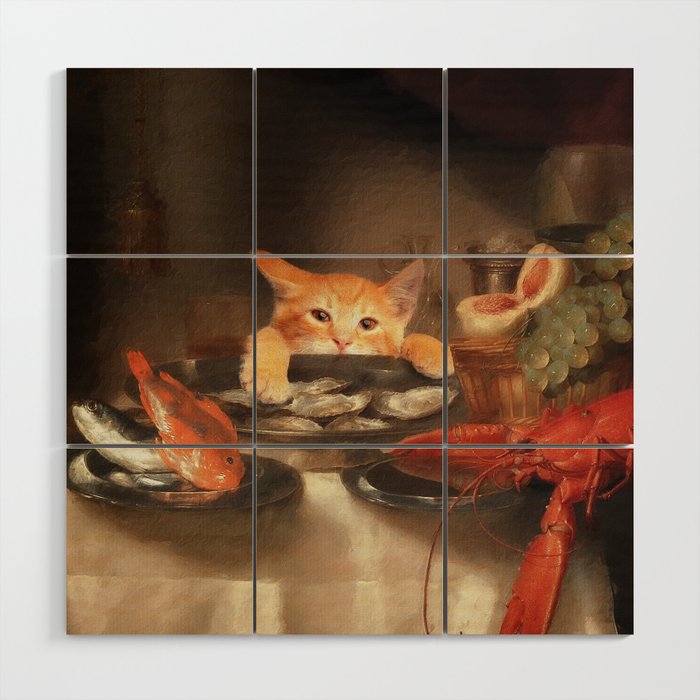 CAT DINNER Wood Wall Art Gallery Image 1