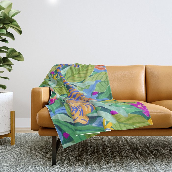 Colorful Jungle Throw Blanket Gallery Image 1