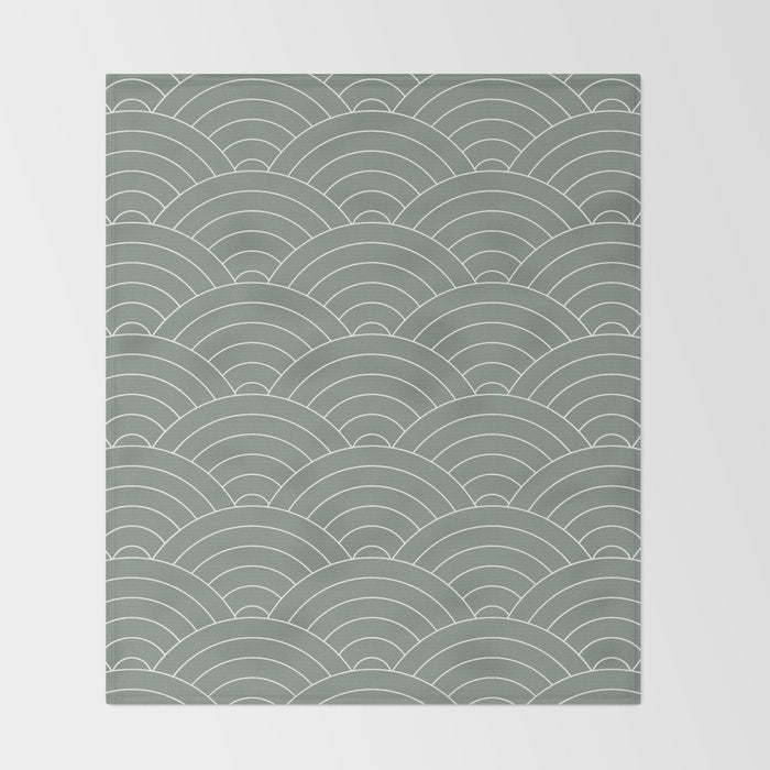 Waves (Linen Green) Throw Blanket Gallery Image 2