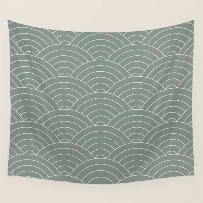 Waves (Linen Green) Wall Tapestry Gallery Image 1