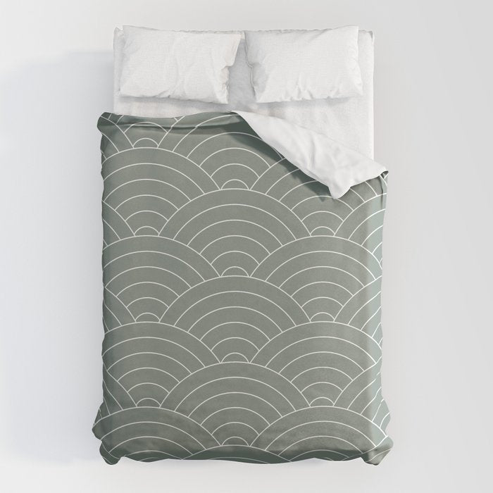 Waves (Linen Green) Duvet Cover Gallery Image 6