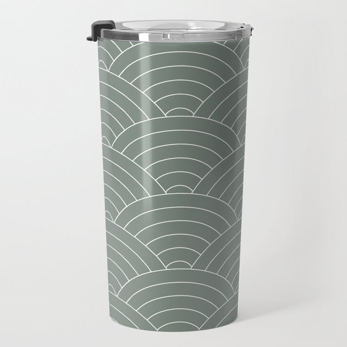 Waves (Linen Green) Travel Mug Gallery Image 3