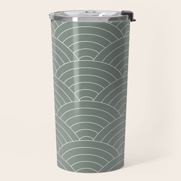 Waves (Linen Green) Travel Mug Gallery Image 2
