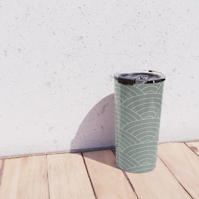 Waves (Linen Green) Travel Mug Gallery Image 4