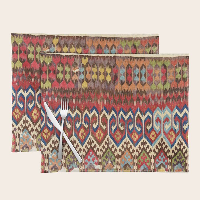 Hotamis Konya Central Anatolian Kilim Print ca. 1800 Placemat Gallery Image 1