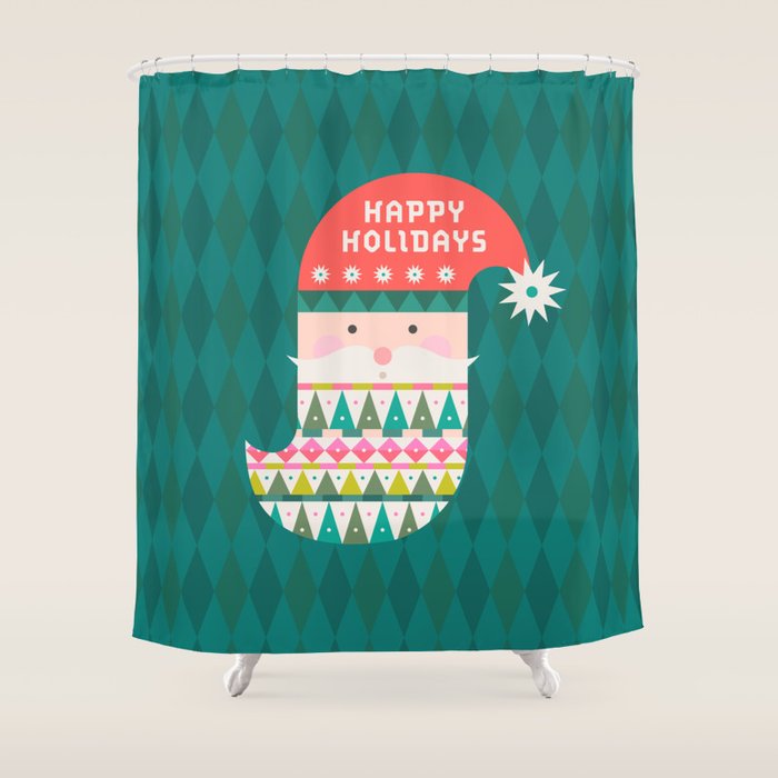 Happy Holidays Santa Claus Shower Curtain Gallery Image 1