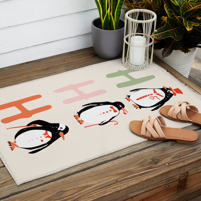 HoHoHo Festive Penguins Outdoor Rug Gallery Image 2