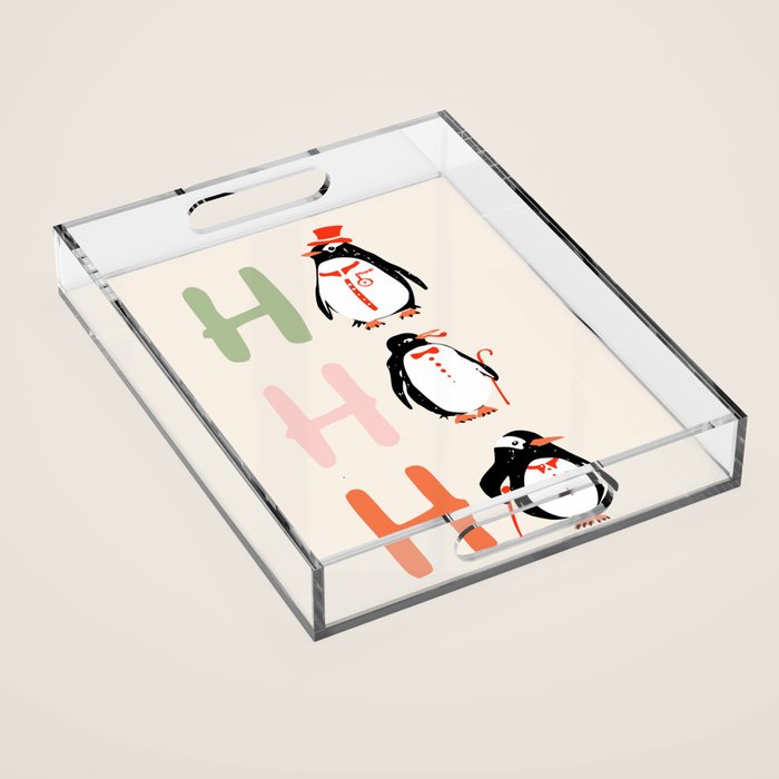 HoHoHo Festive Penguins Acrylic Tray Gallery Image 1