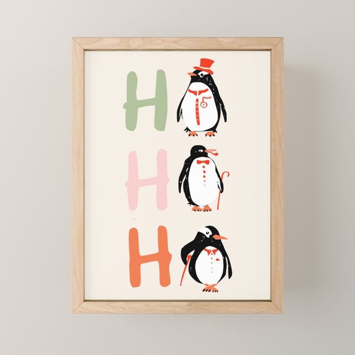 HoHoHo Festive Penguins Mini Art Print Gallery Image 1