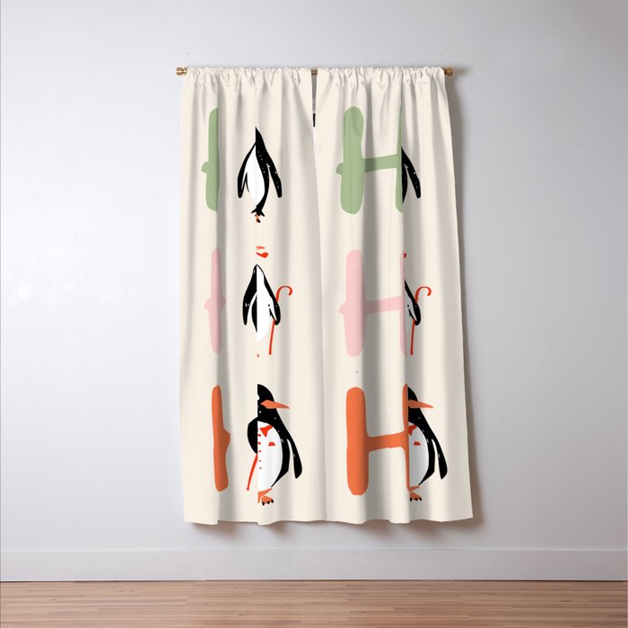 HoHoHo Festive Penguins Window Curtain Gallery Image 3