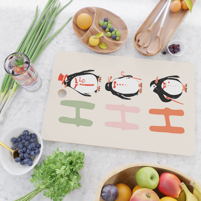 HoHoHo Festive Penguins Cutting Board Gallery Image 2