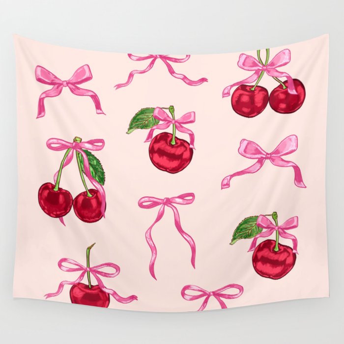 Cherries & Bow Coquette Pack Wall Tapestry Gallery Image 1