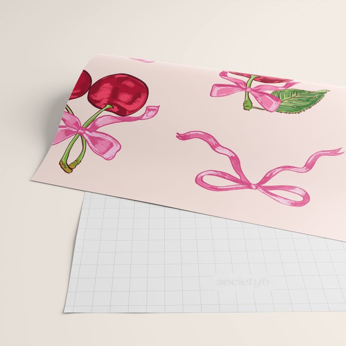 Cherries & Bow Coquette Pack Wrapping Paper Gallery Image 2