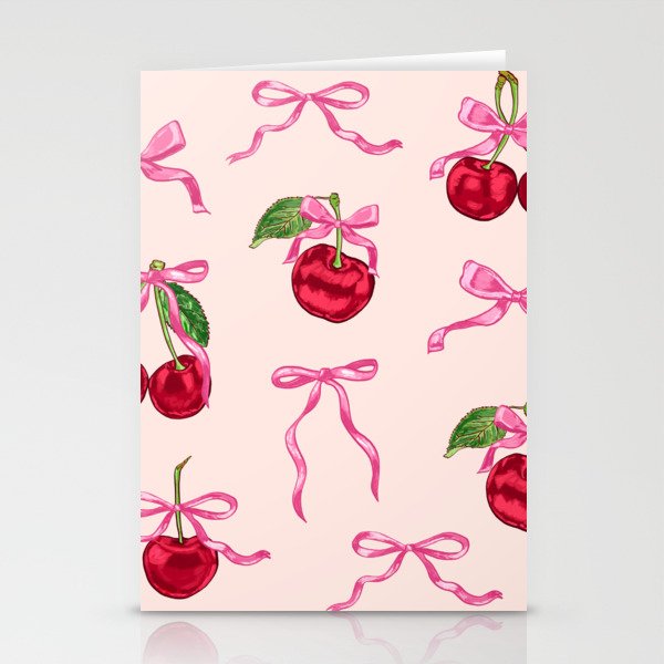 Cherries & Bow Coquette Pack Stationery Card Gallery Image 2