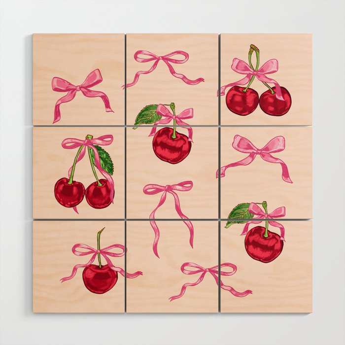 Cherries & Bow Coquette Pack Wood Wall Art Gallery Image 1